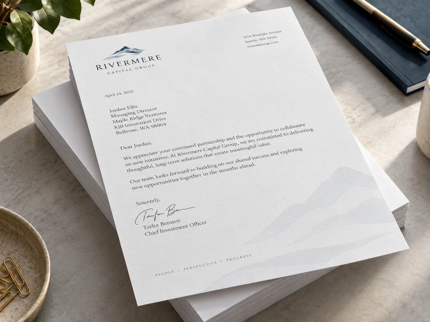Letterhead print product showcase